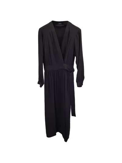 Pre-owned Joseph V-neck Wrap Dress In Black
