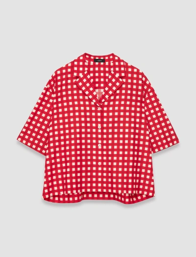 Joseph Vichy Cotton Silk Leopold Shirt In Crimson Combo