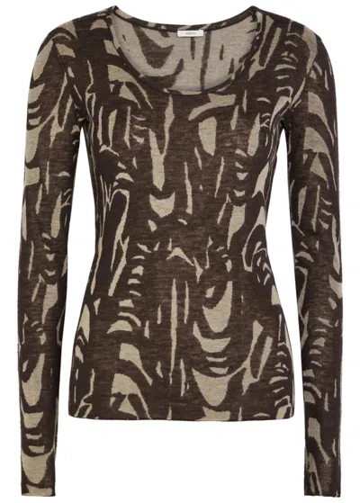 Joseph Villa Patterned Cashmere Top In Brown