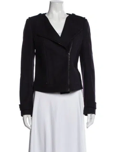 Pre-owned Joseph Virgin Wool Biker Jacket In Blue