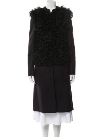 Pre-owned Joseph Virgin Wool Faux Fur Coat In Black