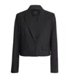 Joseph Virgin Wool Flannel Cropped Blazer In Brown