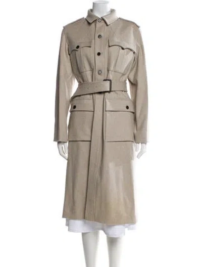 Pre-owned Joseph Virgin Wool Trench Coat In Neutral