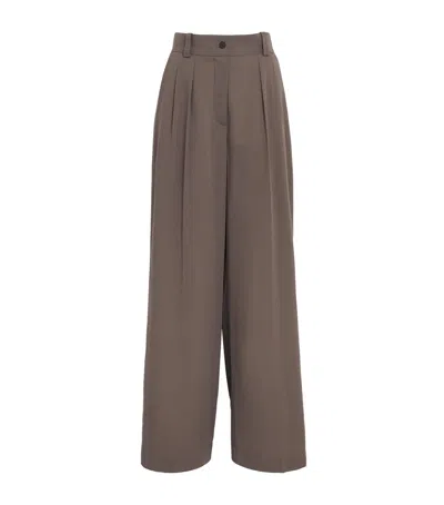 Joseph Virgin Wool Voile Forest Trousers In Brown