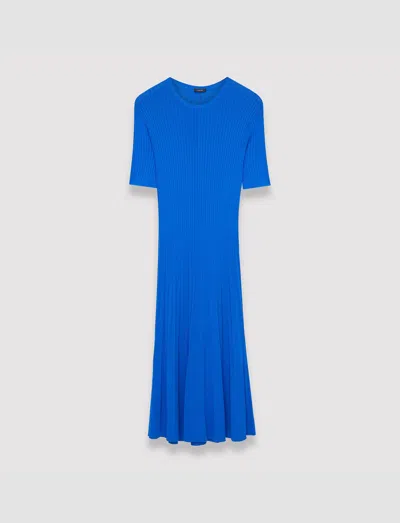 Joseph Viscose Ribbed Knitted Dress In Ultra Marine