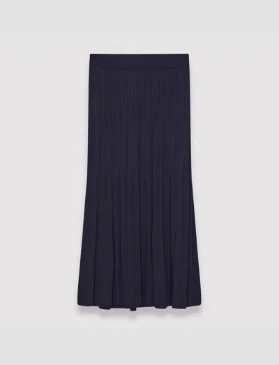 Joseph Viscose Ribbed Knitted Skirt In Navy