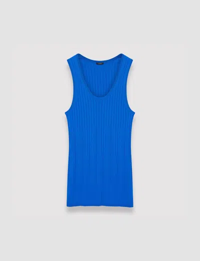 Joseph Viscose Ribbed Knitted Tank Top In Ultra Marine