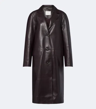 Joseph Vittoria Leather Coat In Brown