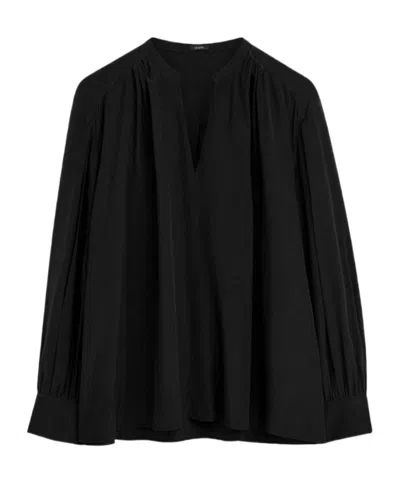 Joseph V-neck Balloon-sleeve Blouse In Black
