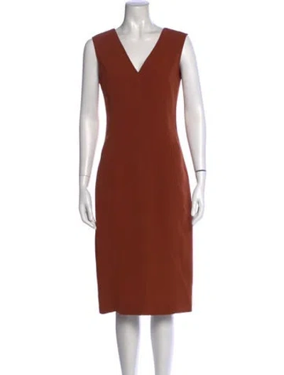 Pre-owned Joseph V-neck Knee-length Dress In Brown