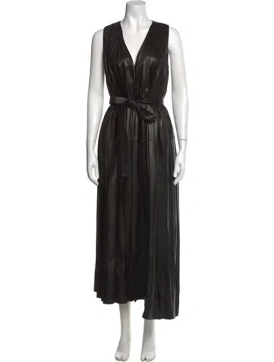 Pre-owned Joseph V-neck Long Dress In Black