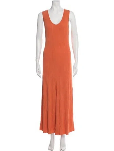Pre-owned Joseph V-neck Long Dress W/ Tags In Orange