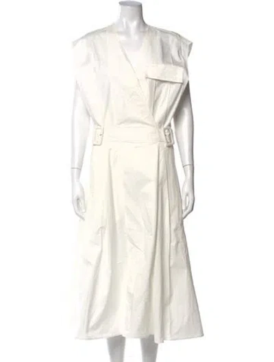Pre-owned Joseph V-neck Long Dress In White