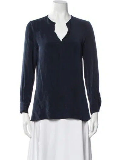 Pre-owned Joseph V-neck Long Sleeve Blouse In Blue