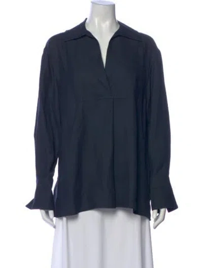 Pre-owned Joseph V-neck Long Sleeve Blouse In Blue