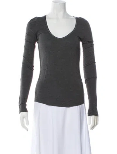 Pre-owned Joseph V-neck Long Sleeve T-shirt In Gray