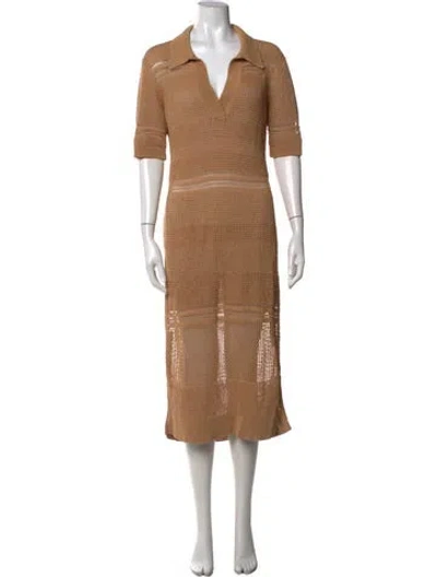 Pre-owned Joseph V-neck Midi Length Dress In Brown
