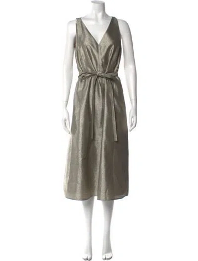 Pre-owned Joseph V-neck Midi Length Dress In Neutral
