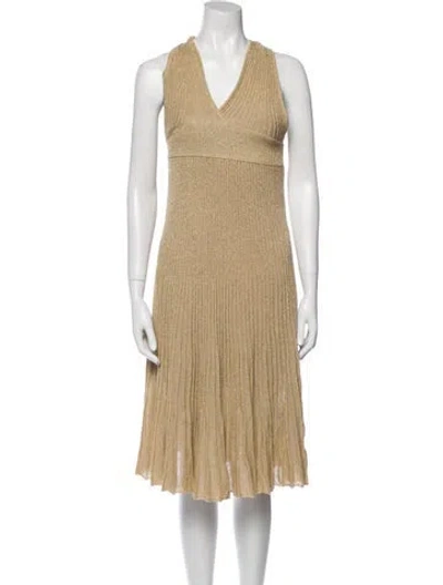 Pre-owned Joseph V-neck Midi Length Dress In Neutral