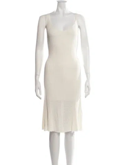 Pre-owned Joseph V-neck Midi Length Dress In Neutrals