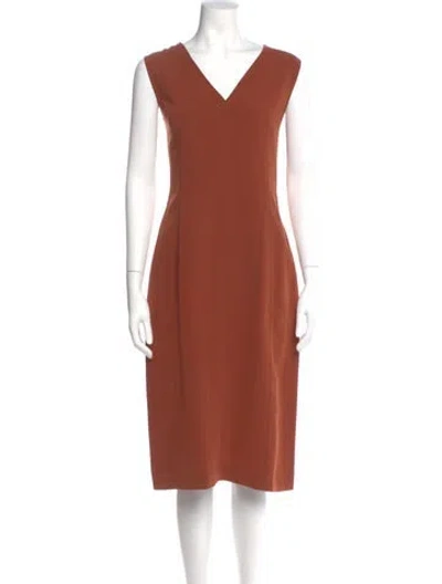 Pre-owned Joseph V-neck Midi Length Dress In Orange