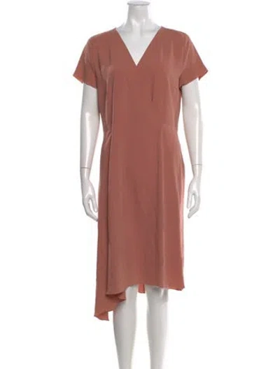 Pre-owned Joseph V-neck Midi Length Dress In Pink