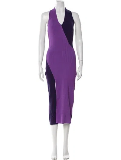 Pre-owned Joseph V-neck Midi Length Dress In Purple