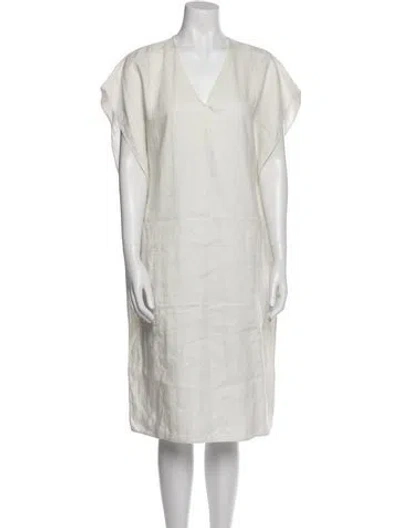 Pre-owned Joseph V-neck Midi Length Dress In White