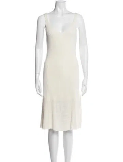 Pre-owned Joseph V-neck Midi Length Dress In White