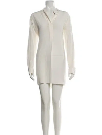 Pre-owned Joseph V-neck Mini Dress In White