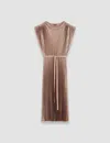 Joseph Volta Sleeveless Plisse Midi Dress In Escargot