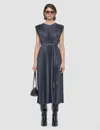 Joseph Volta Knit Weave Plissé Dress In Gray