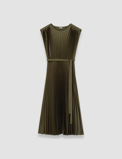 Joseph Volta Knit Weave Plissé Dress In Green