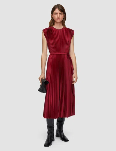 Joseph Volta Knit Weave Plissé Dress In Red