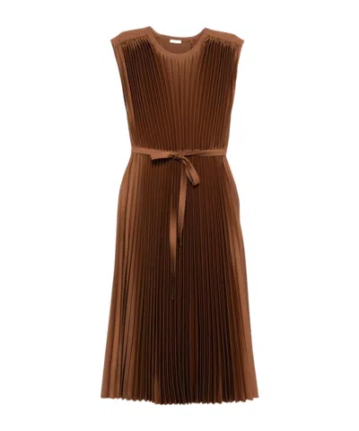 Joseph Volta Pleated Midi Dress In Brown