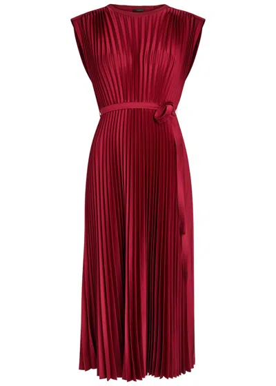 JOSEPH JOSEPH VOLTA PLISSÉ SATIN MIDI DRESS