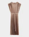 Joseph Volta Sleeveless Plisse Midi Dress In Harbour