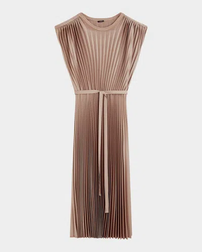 Joseph Volta Sleeveless Plisse Midi Dress In Harbour