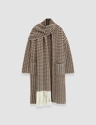 Joseph Waffle Knit Coat In Ivory/arabica
