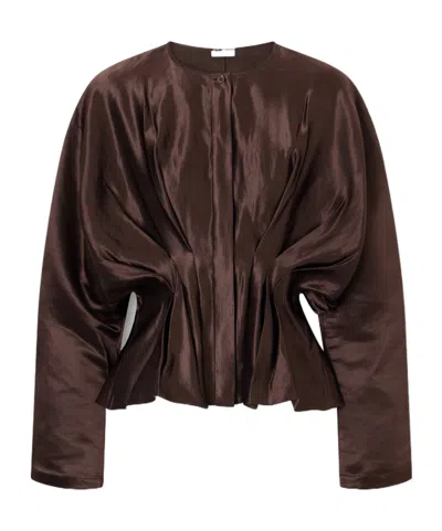 Joseph Eris Gathered Linen And Silk-blend Blouse In Multi