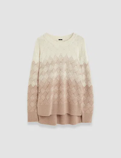 Joseph Weave Knit Round Neck Jumper In Ivory/blusher