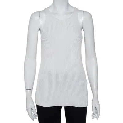 Joseph White Cable Knit Cotton Racer Back Detail Tank Top In Multi