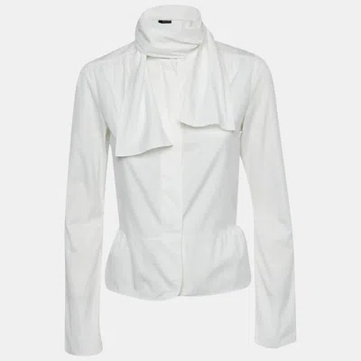 Joseph White Cotton Neck Tie Detail Shirt