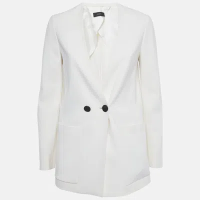 Pre-owned Joseph White Crepe Double Breasted Lambert Blazer S