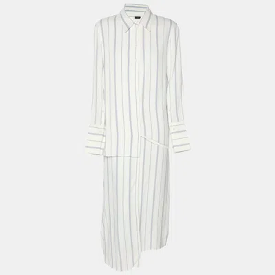 Joseph White/blue Striped Viscose Midi Dress