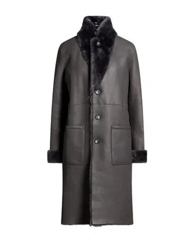 Joseph Woman Coat Grey Size 6 Lambskin In Black