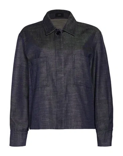 Joseph Woman Jacket Blue Size 8 Virgin Wool, Cotton In Multi