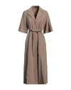 Joseph Woman Midi Dress Khaki Size 6 Silk, Polyamide In Beige
