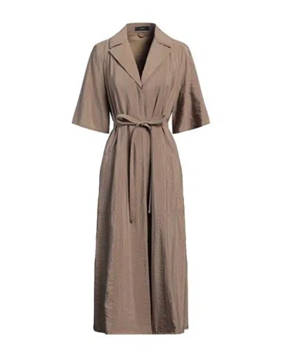 Joseph Woman Midi Dress Khaki Size 6 Silk, Polyamide In Beige