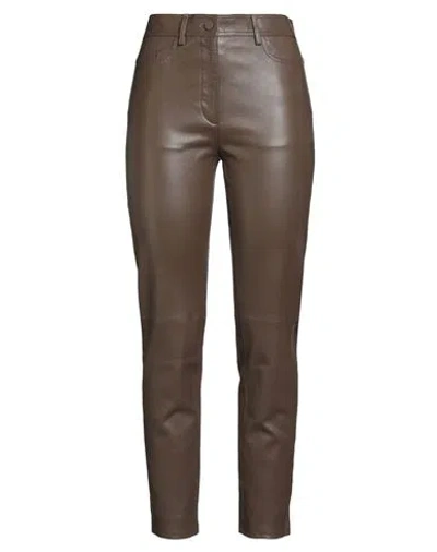 Joseph Woman Pants Khaki Size 8 Lambskin In Brown